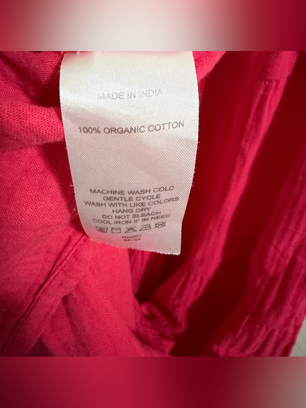 Quince Amaranth Hot Pink Organic Cotton Gauze Tiered Maxi Dress V Neck Small - Picture 8 of 9